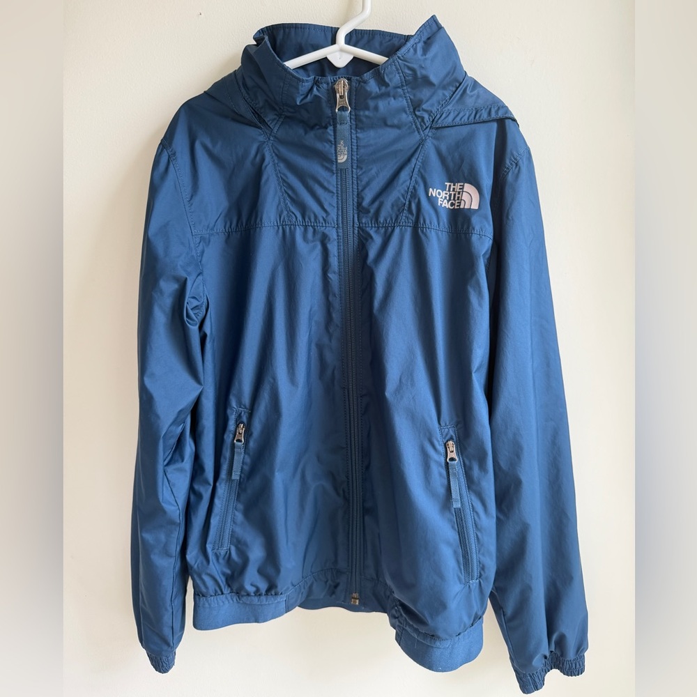 The North Face Blue Hooded Kids Rain Jacket | Medium 10/12